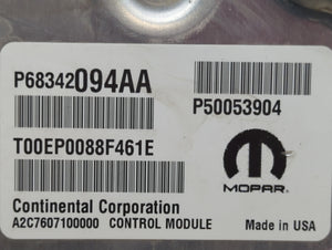 2018-2021 Jeep Renegade PCM Engine Control Computer ECU ECM PCU OEM P/N:P68342094AA Fits Fits 2018 2019 2020 2021 OEM Used Auto Parts