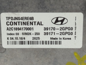 2019-2021 Hyundai Tucson PCM Engine Control Computer ECU ECM PCU OEM P/N:39170-2GPG0 Fits Fits 2019 2020 2021 OEM Used Auto Parts