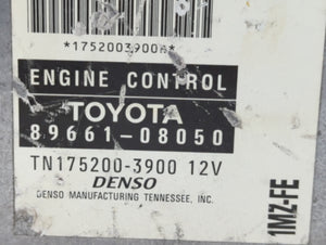 2000 Toyota Sienna PCM Engine Control Computer ECU ECM PCU OEM P/N:89661-08050 Fits OEM Used Auto Parts