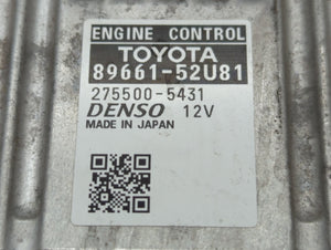 2012-2013 Toyota Prius PCM Engine Control Computer ECU ECM PCU OEM P/N:89661-52U81 Fits Fits 2012 2013 OEM Used Auto Parts