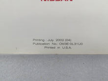 2003 Nissan Altima Owners Manual Book Guide OEM Used Auto Parts