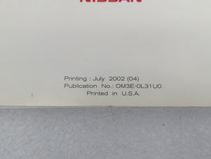 2003 Nissan Altima Owners Manual Book Guide OEM Used Auto Parts