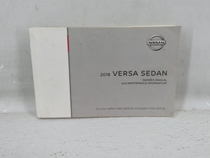 2018 Nissan Versa Owners Manual Book Guide OEM Used Auto Parts