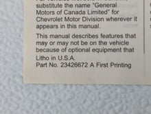 2016 Chevrolet Sonic Owners Manual Book Guide P/N:23426672A OEM Used Auto Parts