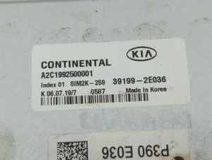 2019-2021 Kia Forte PCM Engine Control Computer ECU ECM PCU OEM P/N:39199-2E036 Fits Fits 2019 2020 2021 OEM Used Auto Parts