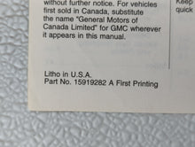 2009 Gmc Acadia Owners Manual Book Guide P/N:15919282 OEM Used Auto Parts