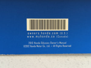 2013 Honda Odyssey Owners Manual Book Guide P/N:00X31-TK8-6210 OEM Used Auto Parts