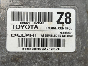 2014 Toyota Corolla PCM Engine Control Computer ECU ECM PCU OEM P/N:89661-0ZB40 Fits OEM Used Auto Parts