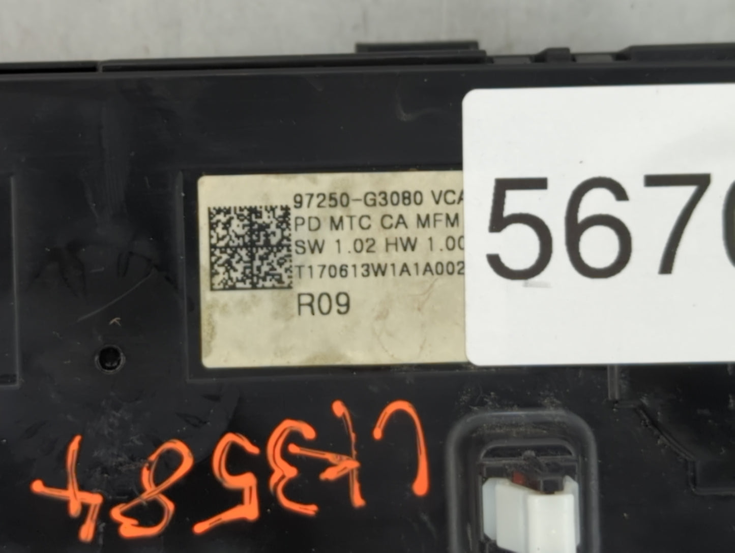 2018-2020 Hyundai Elantra Gt Climate Control Module Temperature AC/Heater Replacement P/N:97250-G3080 Fits Fits 2018 2019 2020 OEM Used Auto Parts - Oemusedautoparts1.com