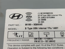 2014-2015 Hyundai Sonata Radio AM FM Cd Player Receiver Replacement P/N:96180-3Q8004X Fits 2014 2015 OEM Used Auto Parts