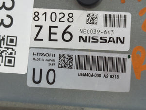 2018-2020 Nissan Rogue PCM Engine Control Computer ECU ECM PCU OEM P/N:NEC039-643 Fits Fits 2018 2019 2020 OEM Used Auto Parts