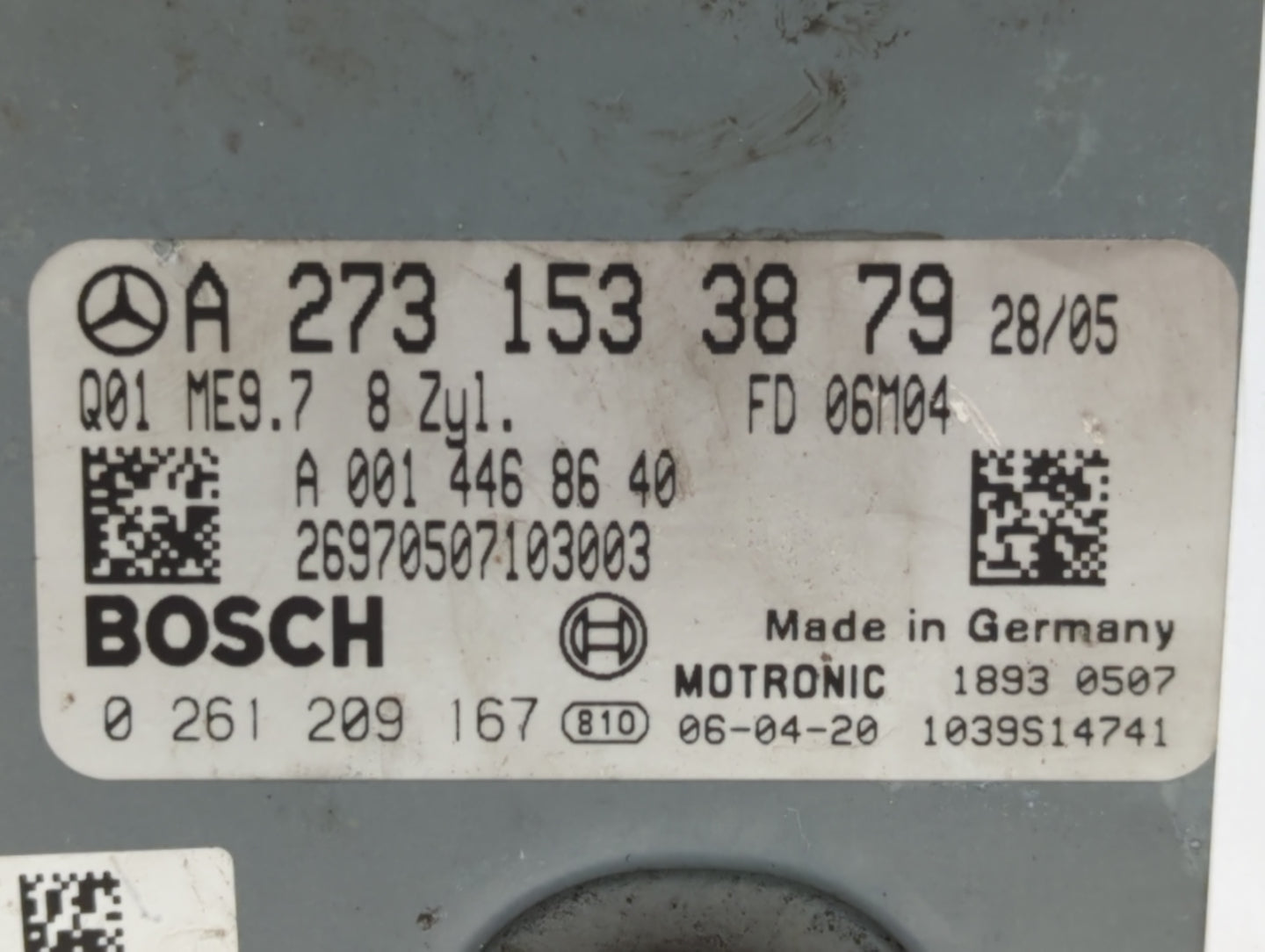 2007-2008 Mercedes-Benz Gl450 PCM Engine Computer ECU ECM PCU OEM P/N:A 273 153 38 79 Fits 2007 2008 OEM Used Auto Parts - Oemusedautoparts1.com