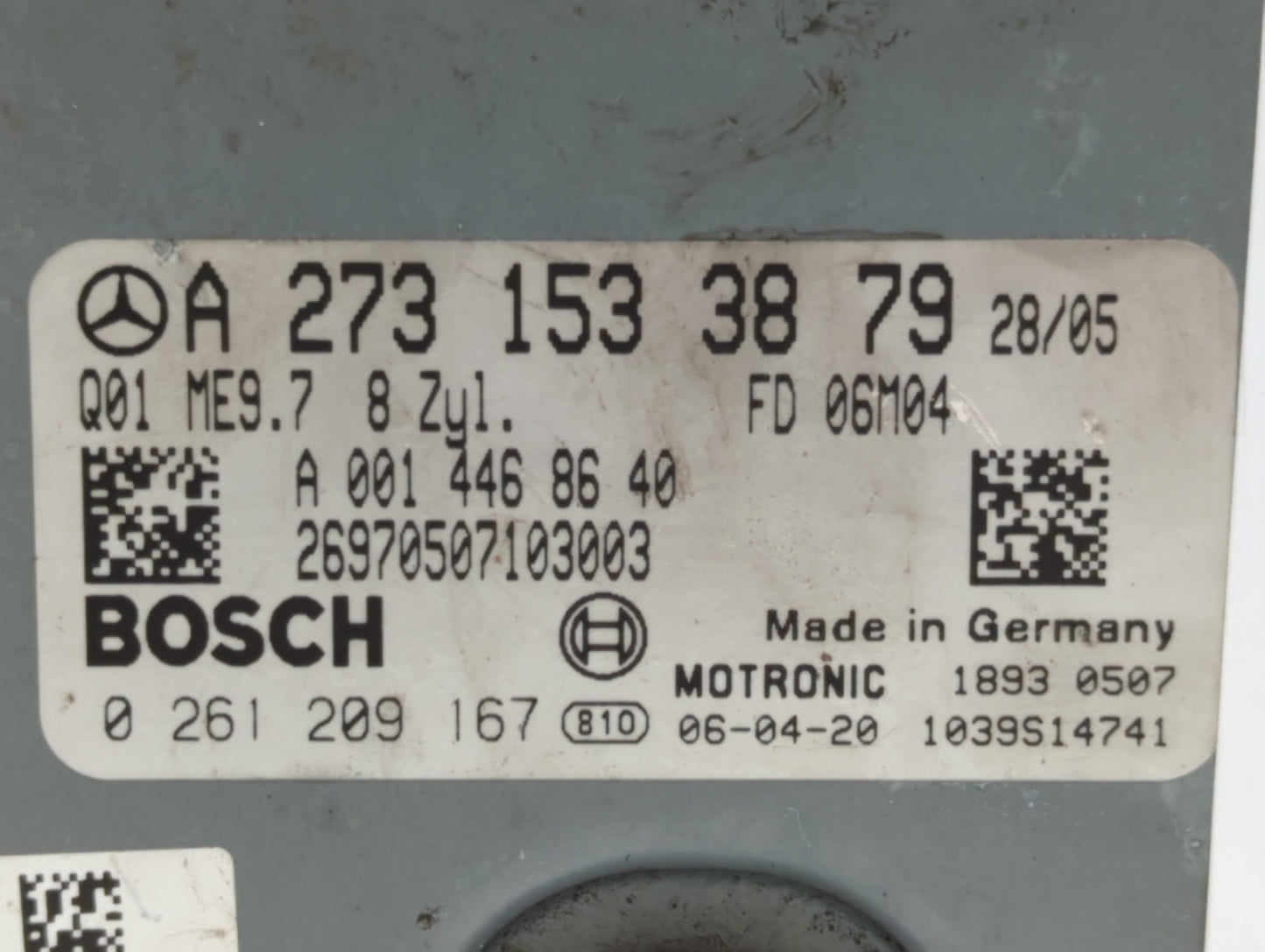 2007-2008 Mercedes-Benz Gl450 PCM Engine Computer ECU ECM PCU OEM P/N:A 273 153 38 79 Fits 2007 2008 OEM Used Auto Parts - Oemusedautoparts1.com