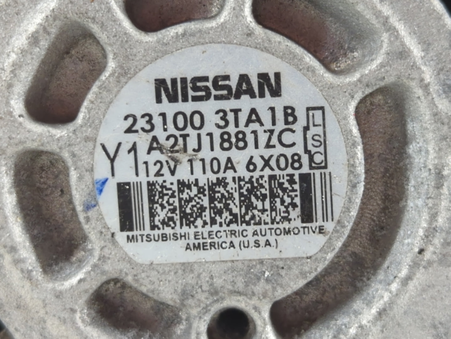 2013-2017 Nissan Altima Alternator Replacement Generator Charging Assembly Engine OEM P/N:A2TJ1881ZC 23100 3TA1B Fits OEM Used Auto Parts - Oemusedautoparts1.com