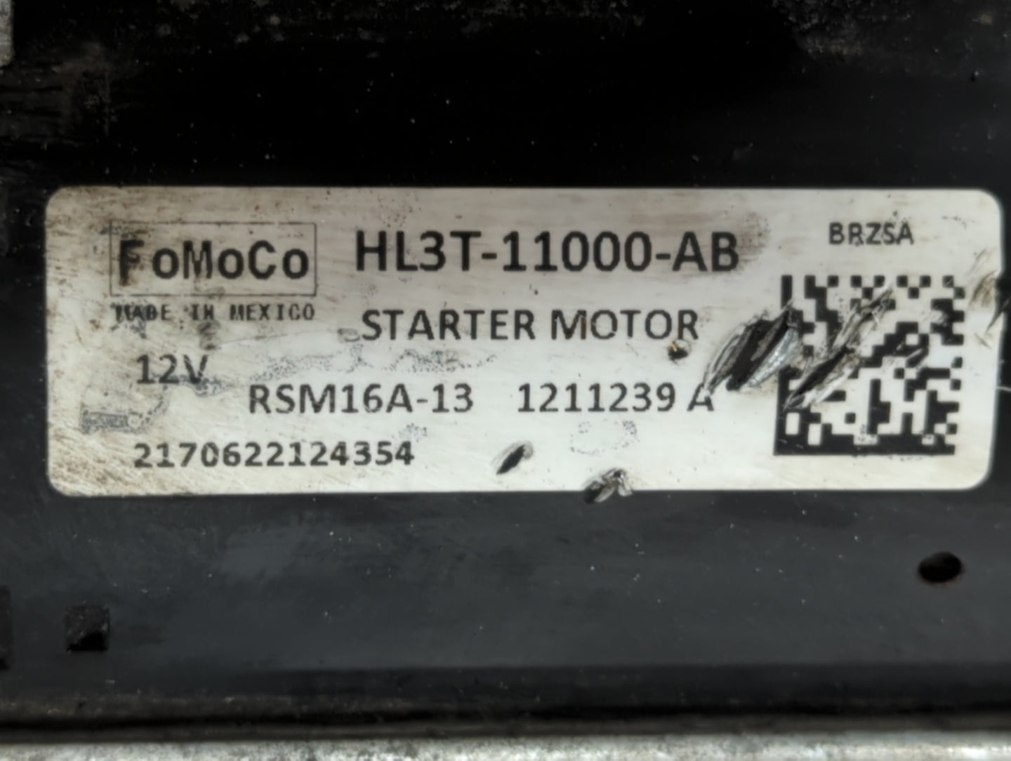 2017 Ford F-150 Car Starter Motor Solenoid OEM P/N:HL3T-11000-AB Fits OEM Used Auto Parts - Oemusedautoparts1.com