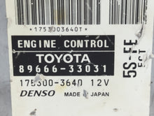 2000 Toyota Camry PCM Engine Computer ECU ECM PCU OEM P/N:89666-33031 Fits OEM Used Auto Parts
