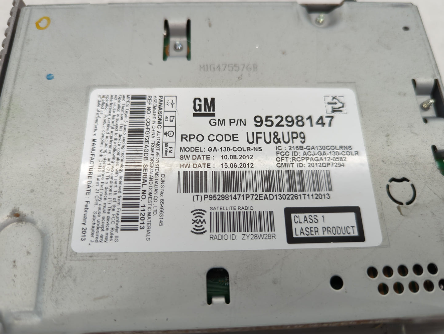 2013-2014 Buick Encore Radio AM FM Cd Player Receiver Replacement P/N:95298147 Fits 2013 2014 OEM Used Auto Parts - Oemusedautoparts1.com