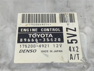 1999-2000 Toyota 4runner PCM Engine Computer ECU ECM PCU OEM P/N:89661-35120 89666-35121 Fits 1999 2000 OEM Used Auto Parts