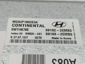 2011-2013 Hyundai Elantra PCM Engine Control Computer ECU ECM PCU OEM P/N:39102-2EMB3 Fits Fits 2011 2012 2013 OEM Used Auto Parts