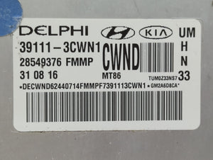 2016-2017 Kia Sorento PCM Engine Control Computer ECU ECM PCU OEM P/N:39111-3CWN1 Fits Fits 2016 2017 OEM Used Auto Parts