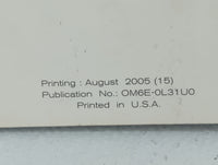 2006 Nissan Altima Owners Manual Book Guide P/N:OM6E-0L31U0 OEM Used Auto Parts - Oemusedautoparts1.com