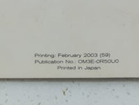 2003 Nissan Pathfinder Owners Manual Book Guide P/N:OM3E-0R50U0 OEM Used Auto Parts - Oemusedautoparts1.com