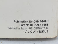 2010 Toyota Prius Owners Manual Book Guide P/N:01999-47668 OEM Used Auto Parts - Oemusedautoparts1.com