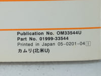 2002 Toyota Camry Owners Manual Book Guide P/N:01999-33544 OEM Used Auto Parts - Oemusedautoparts1.com