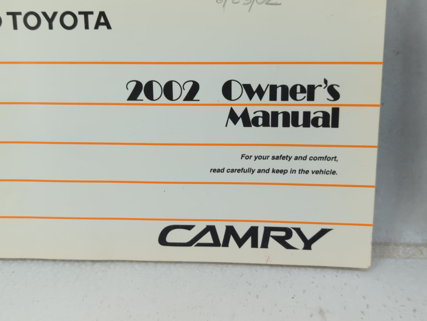 2002 Toyota Camry Owners Manual Book Guide P/N:01999-33544 OEM Used Auto Parts - Oemusedautoparts1.com