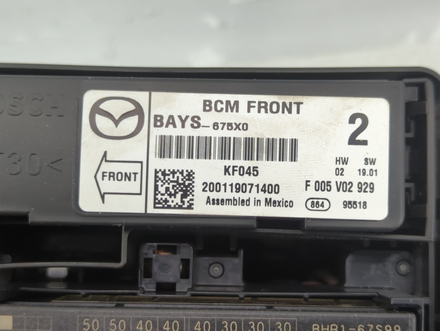 2016 Mazda 3 Fusebox Fuse Box Panel Relay Module P/N:BAYS-675X0 KDY5-675X0 Fits OEM Used Auto Parts - Oemusedautoparts1.com