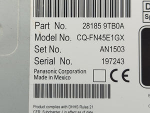 2015-2016 Nissan Rogue Radio AM FM Cd Player Receiver Replacement P/N:259159TB1A 28185 9TB0A Fits 2015 2016 OEM Used Auto Parts