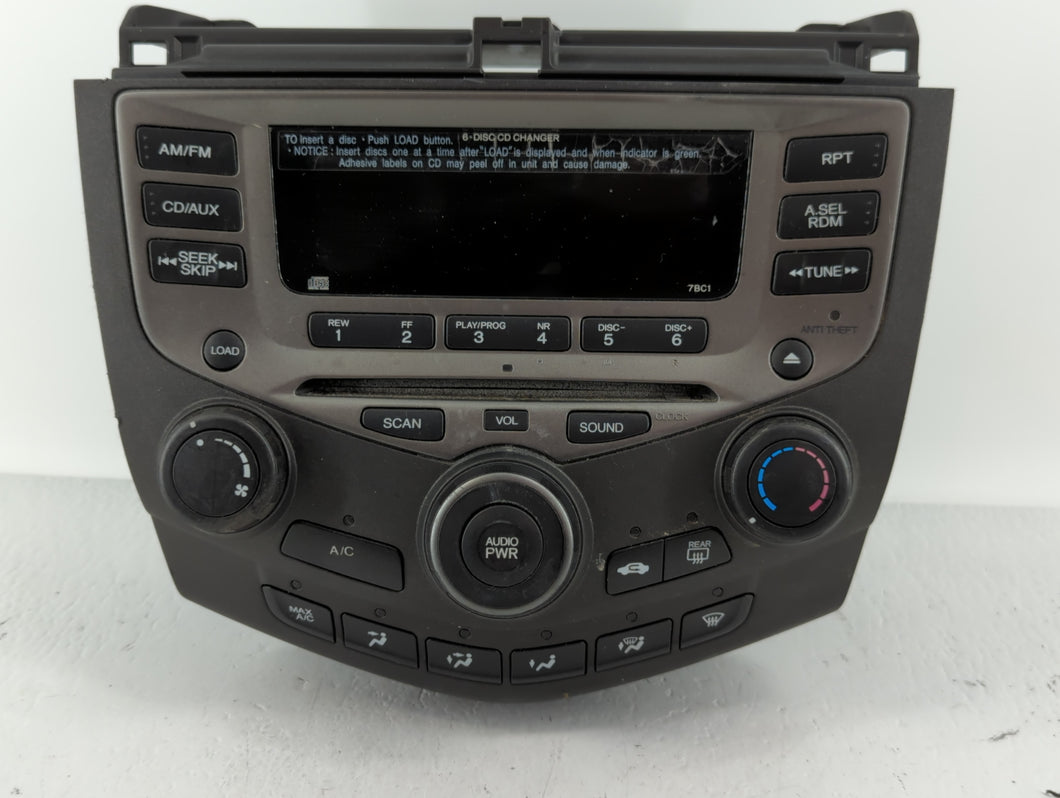 2003-2007 Honda Accord Radio AM FM Cd Player Receiver Replacement P/N:39175-SDA-L120-M2 39175-SDA-A120-M2 Fits OEM Used Auto Parts