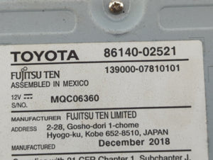 2019-2022 Toyota Corolla Radio AM FM Cd Player Receiver Replacement P/N:86140-02521 Fits 2019 2020 2021 2022 OEM Used Auto Parts