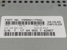 2004-2007 Dodge Durango Radio AM FM Cd Player Receiver Replacement P/N:P05091175AA Fits 2004 2005 2006 2007 2008 2009 2010 OEM Used Auto Parts