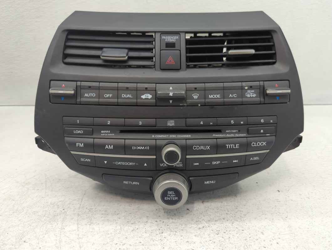 2008-2009 Honda Accord Radio AM FM Cd Player Receiver Replacement P/N:39101-TA0-A620-M1 77260TA6C101 Fits 2008 2009 OEM Used Auto Parts