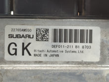 2019 Subaru Wrx PCM Engine Control Computer ECU ECM PCU OEM P/N:22765AM550 Fits OEM Used Auto Parts