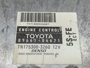 1999 Toyota Camry PCM Engine Computer ECU ECM PCU OEM P/N:TN175300-3260 89661-06671 Fits OEM Used Auto Parts