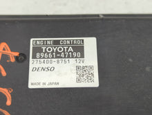 2012-2013 Toyota Prius PCM Engine Control Computer ECU ECM PCU OEM P/N:89661-47190 Fits Fits 2012 2013 OEM Used Auto Parts