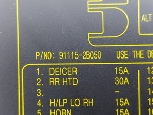 2010-2012 Hyundai Santa Fe Fusebox Fuse Box Panel Relay Module P/N:91115-2B050 Fits Fits 2010 2011 2012 OEM Used Auto Parts