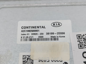 2019-2021 Kia Forte PCM Engine Control Computer ECU ECM PCU OEM P/N:39199-2E036 Fits Fits 2019 2020 2021 OEM Used Auto Parts