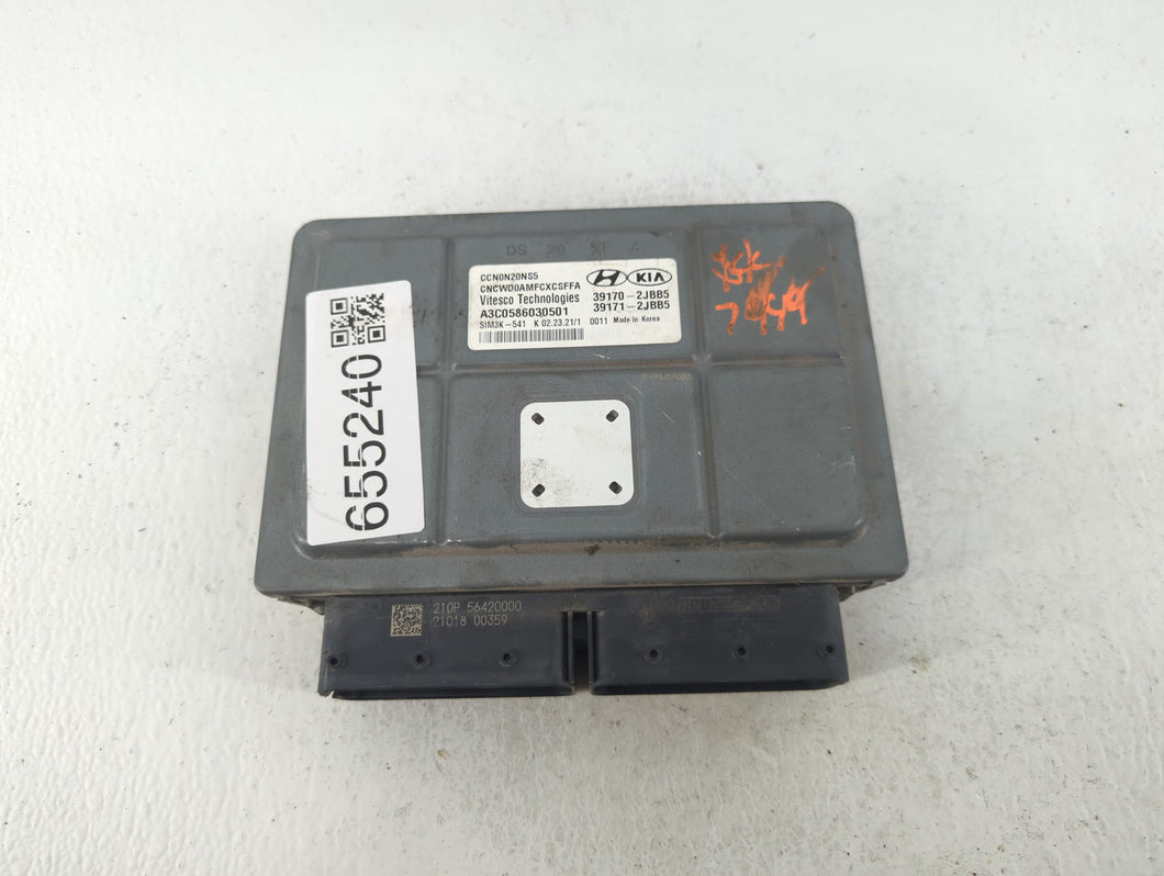 2021-2022 Hyundai Elantra PCM Engine Control Computer ECU ECM PCU OEM P/N:39171-2JBB5 39170-2JBB5 Fits Fits 2021 2022 OEM Used Auto Parts