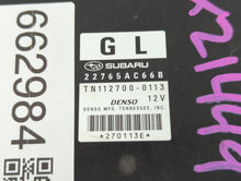 2012 Subaru Legacy PCM Engine Control Computer ECU ECM PCU OEM P/N:TN112700-0113 22765AC66B Fits OEM Used Auto Parts