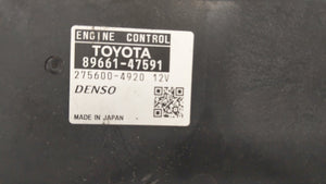 2015 Toyota Prius PCM Engine Control Computer ECU ECM PCU OEM P/N:89661-47591 Fits OEM Used Auto Parts - Oemusedautoparts1.com