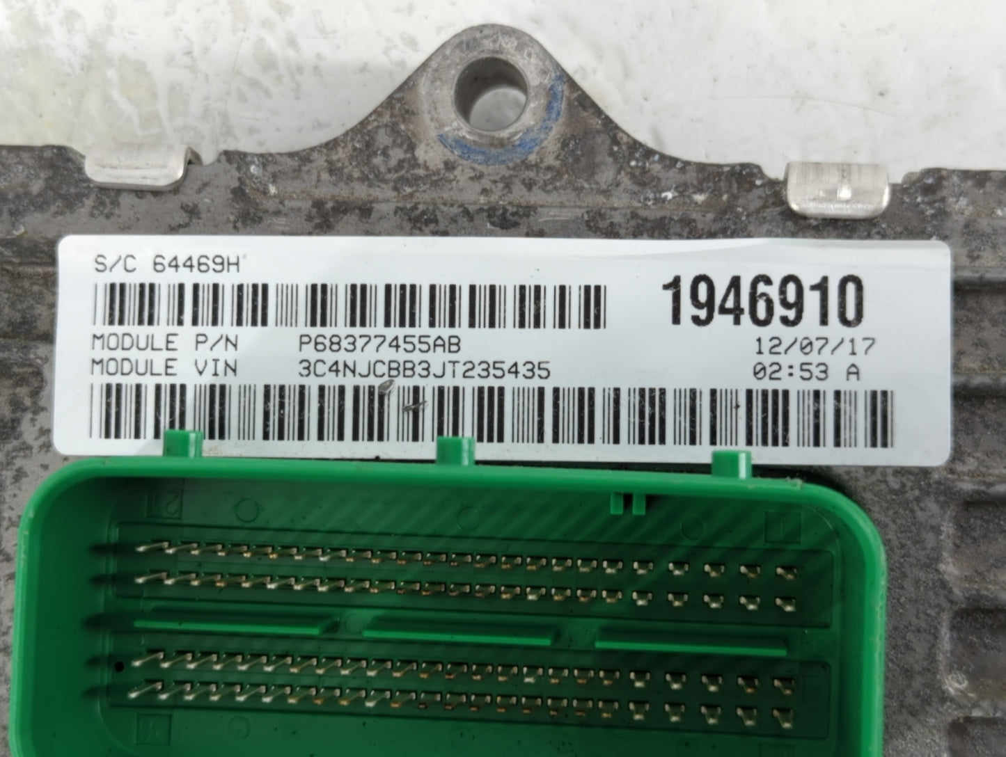 2018 Jeep Compass PCM Engine Control Computer ECU ECM PCU OEM P/N:P68342095AA 1946910, P68377455AB Fits OEM Used Auto Parts - Oemusedautoparts1.com