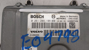 2012 Volvo S60 PCM Engine Control Computer ECU ECM PCU OEM P/N:0 261 209 108 Fits OEM Used Auto Parts - Oemusedautoparts1.com