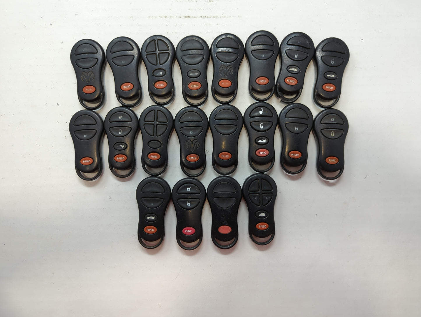 Lot of 20 Dodge Keyless Entry Remote Fob GQ43VT9T | GQ43VTI7T MIXED PART - Oemusedautoparts1.com