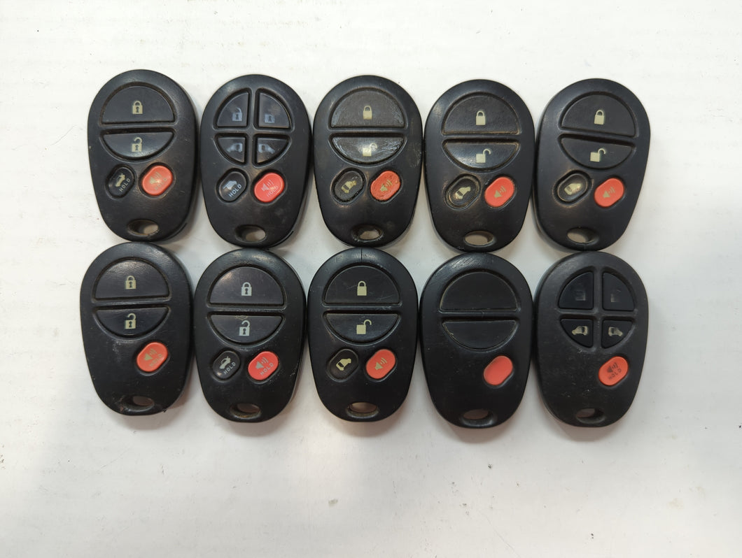 Lot of 10 Toyota Keyless Entry Remote Fob GQ43VT20T