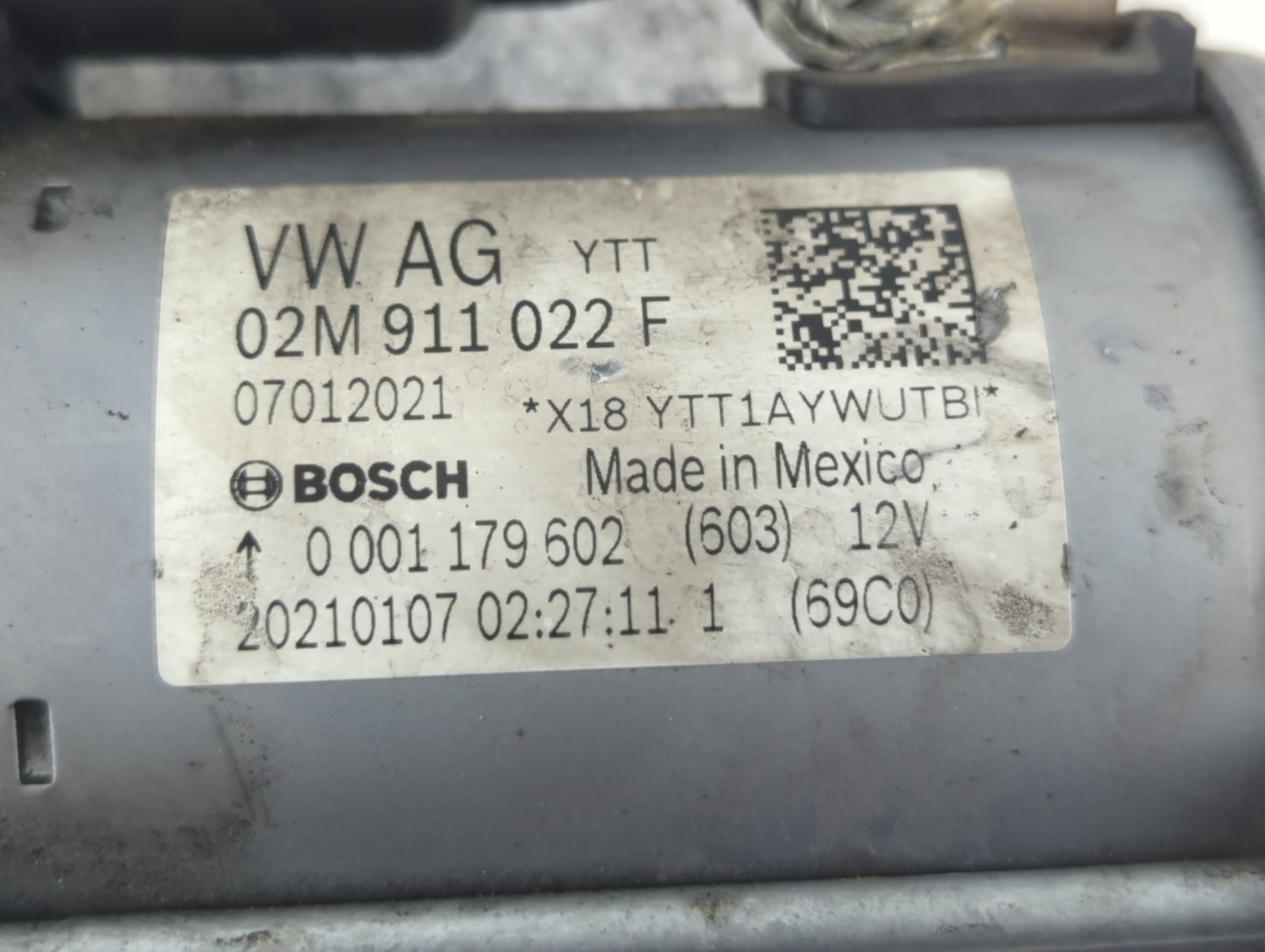 2018-2022 Volkswagen Tiguan Car Starter Motor Solenoid OEM P/N:02M 911 022 F Fits Fits 2018 2019 2020 2021 2022 OEM Used Auto Parts - Oemusedautoparts1.com