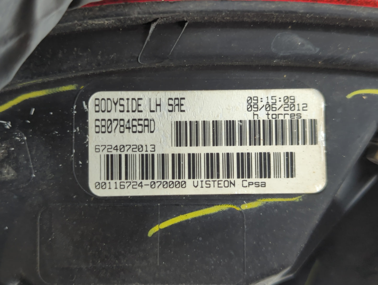 2010-2013 Chevrolet Camaro Tail Light Assembly Driver Left OEM P/N:68078465AD Fits Fits 2010 2011 2012 2013 OEM Used Auto Parts - Oemusedautoparts1.com