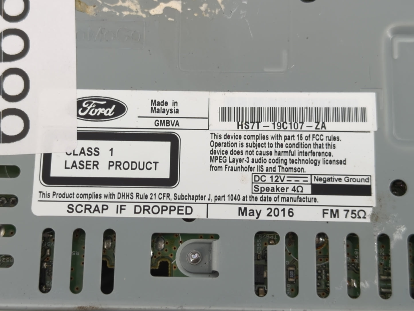 2017 Ford Fusion Radio AM FM Cd Player Receiver Replacement P/N:HS7T-19C107-ZA Fits OEM Used Auto Parts - Oemusedautoparts1.com